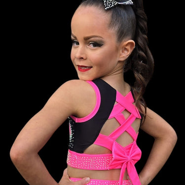 Youth Crop Top "Bling Boss " HOT PINK